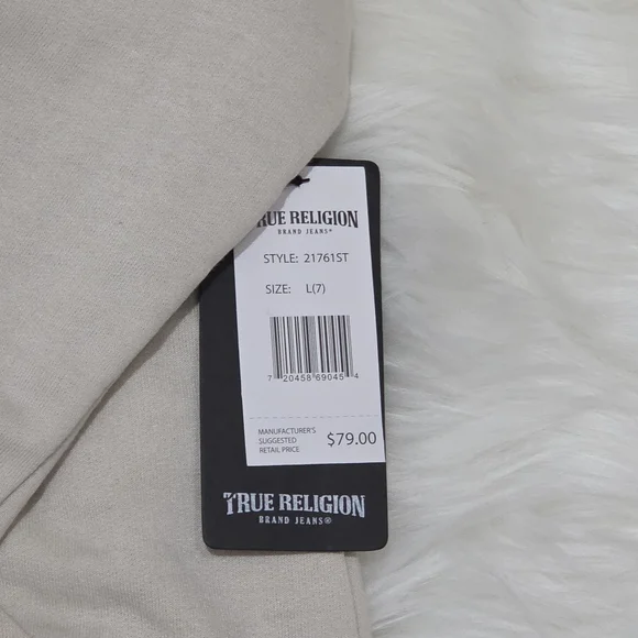 True Religion Beige Kids Hoodie with Logo - Picture 3 of 5